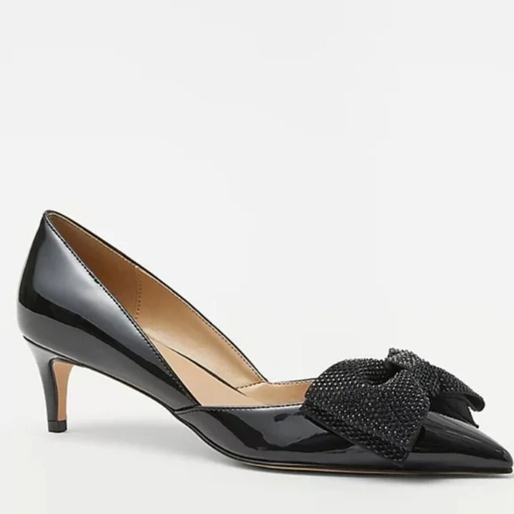 New Ann Taylor Crystal Bow D'Orsay Patent Pumps